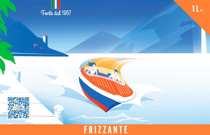 Acqua Frisia frizzante - etichetta barca